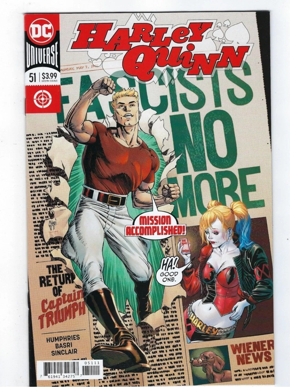 #2902*DC Harley Quinn Comic Book - Red, White, Blue Cover (Issue 51)